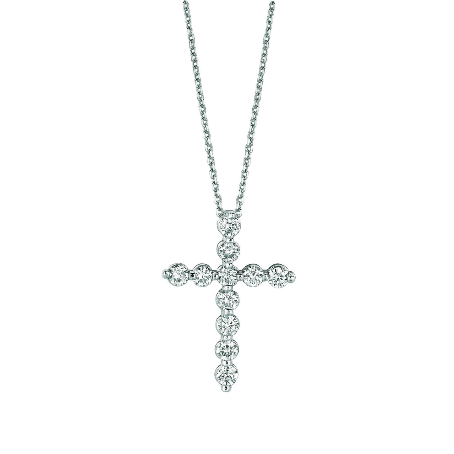 Cross Diamond Necklace Pendant 1.11 Carats 14K White Gold - Pendant-harrychadent.ca