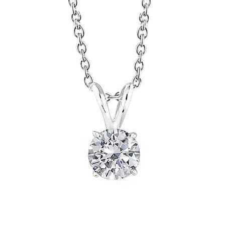 Gorgeous 3 Ct Solitaire Round Cut Diamond Pendant Necklace White Gold - Pendant-harrychadent.ca