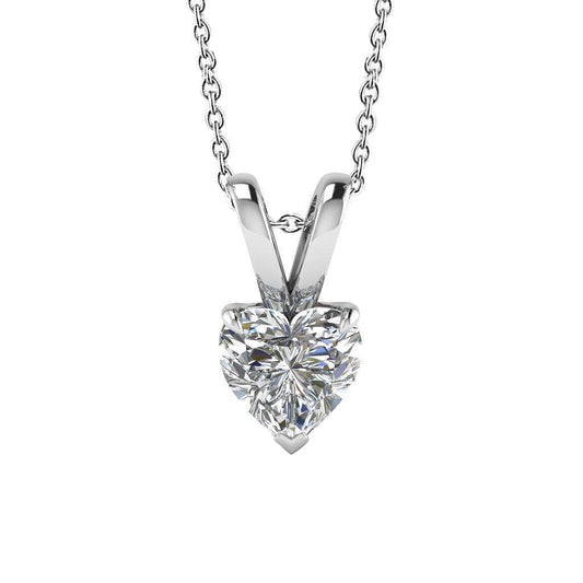 Heart Cut Diamond Necklace Pendant 1 Carat White Gold 14K  Jewelry - Pendant-harrychadent.ca