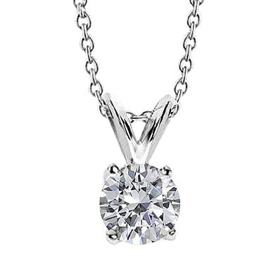 Lady White Gold 14K 2.50 Carat Big Round Cut Diamond Pendant Necklace - Pendant-harrychadent.ca