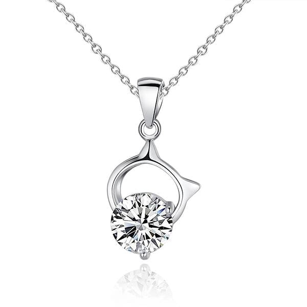 Natural Diamond Pendant Necklace 1.50 Carat Prong Set 14K White Gold - Pendant-harrychadent.ca