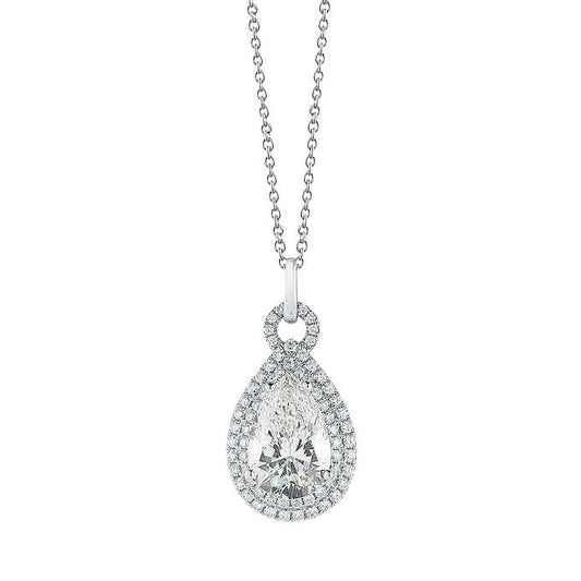 Pear With Round Cut Diamond Pendant Necklace 5.5 Carat White Gold 14K - Pendant-harrychadent.ca