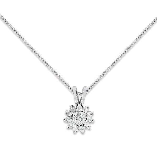 Pendant Necklace With Chain 1.75 Carats Round Diamond White Gold 14K - Pendant-harrychadent.ca