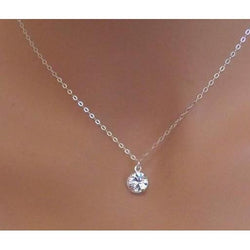 Round 1 Carat Natural Earth Mined Diamond Women Necklace 14K White Gold