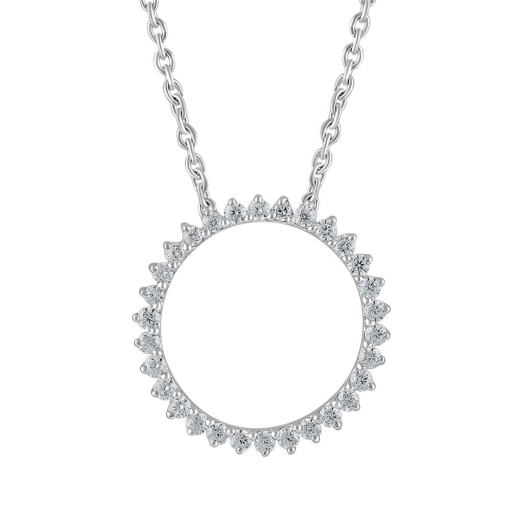Round Brilliant Shape Diamond Circle Pendant Necklace 3 Carats WG 14K - Pendant-harrychadent.ca
