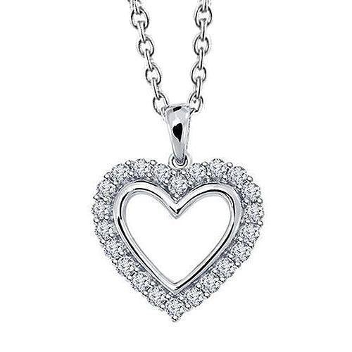 Round Cut Diamond Heart Style Pendant Solid White Gold 14K 2.20 Ct - Pendant-harrychadent.ca