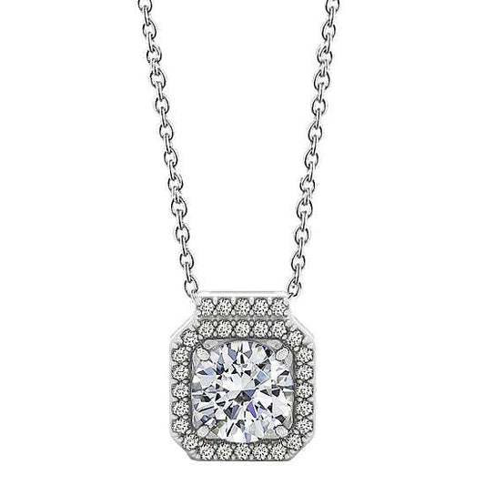 Round Diamond Pendant Necklace Without Chain 1.95 Carat White Gold 14K - Pendant-harrychadent.ca