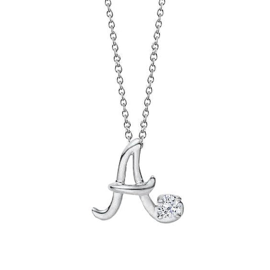 Round Diamond Solitaire A Initial 1 Carat Pendant White Gold Jewelry - Pendant-harrychadent.ca