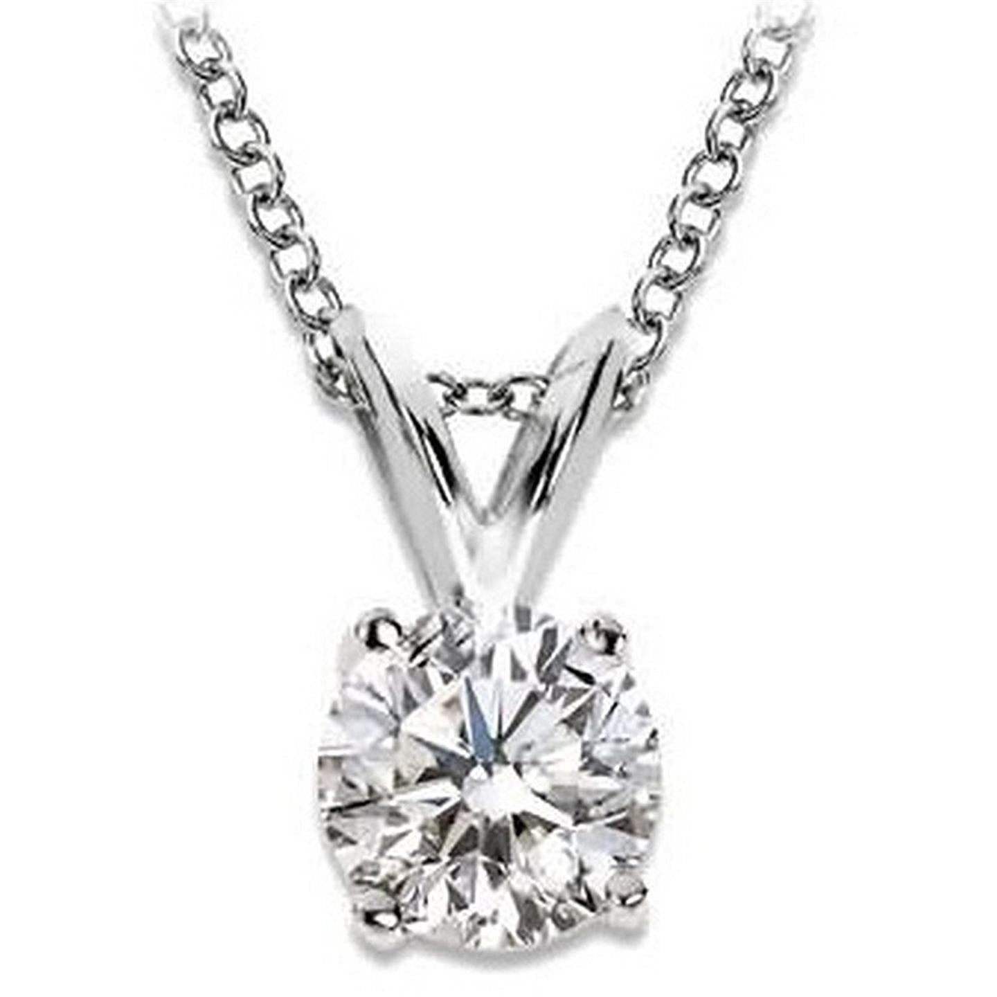 Round Solitaire Diamond Necklace Pendant 2.75 Ct White Gold 14K - Pendant-harrychadent.ca