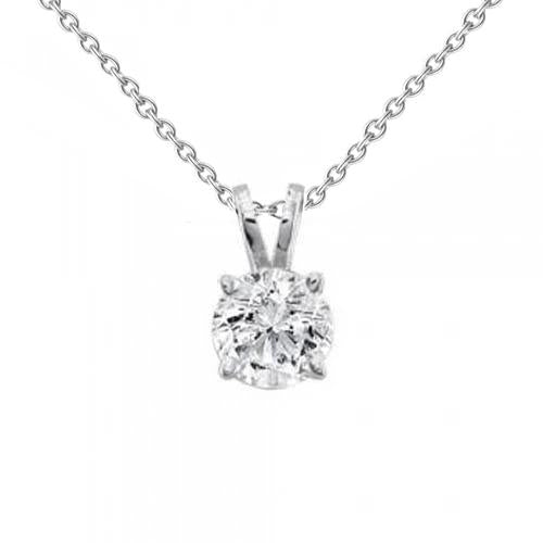 Solitaire Diamond Necklace Pendant 0.50 Carats White Gold Jewelry - Pendant-harrychadent.ca