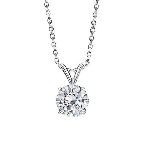 Solitaire Diamond Necklace Pendant 1 Carat White Gold Women Jewelry - Pendant-harrychadent.ca