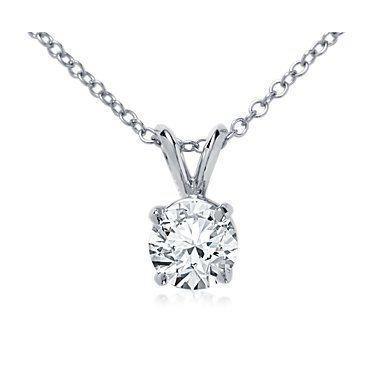 Solitaire Gorgeous 2 Carat Round Diamond Pendant Necklace White Gold - Pendant-harrychadent.ca