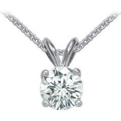 Solitaire Round Natural Earth Mined Diamond Necklace Pendant With Chain 1 Carat WG 14K