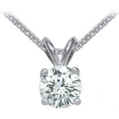 Solitaire Round Diamond Necklace Pendant With Chain 1.0 Carat WG 14K - Pendant-harrychadent.ca
