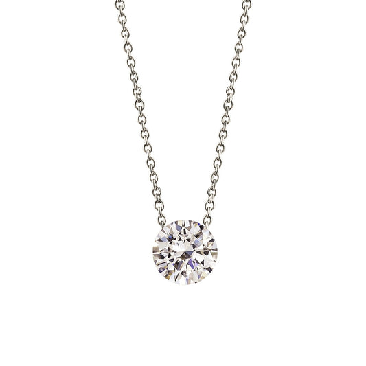 Solitaire Round Diamond Pendant 0.40 Carats White Gold 14K New - Pendant-harrychadent.ca