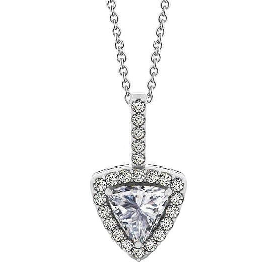 Trillion Shape Halo Diamond Pendant Necklace Without Chain 1.50 Ct. WG - Pendant-harrychadent.ca