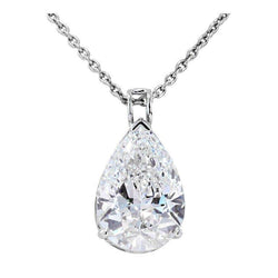 White Gold Pear Cut Natural Earth Mined Diamond Ladies Solitaire Pendant Jewelry 2 Ct.