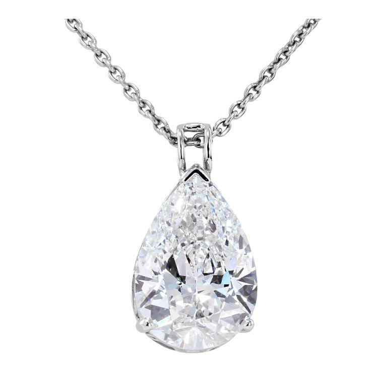 White Gold Pear Cut Diamond Ladies Solitaire Pendant  Jewelry 2 Ct. - Pendant-harrychadent.ca