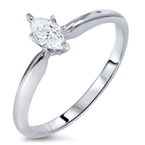 0.75 Carats Marquise Solitaire Natural Diamond Engagement Ring White Gold 14K