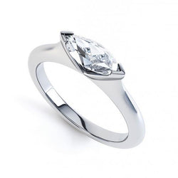1.25 Carat Bezel Set Marquise Cut Natural Earth Mined Diamond Wedding Ring