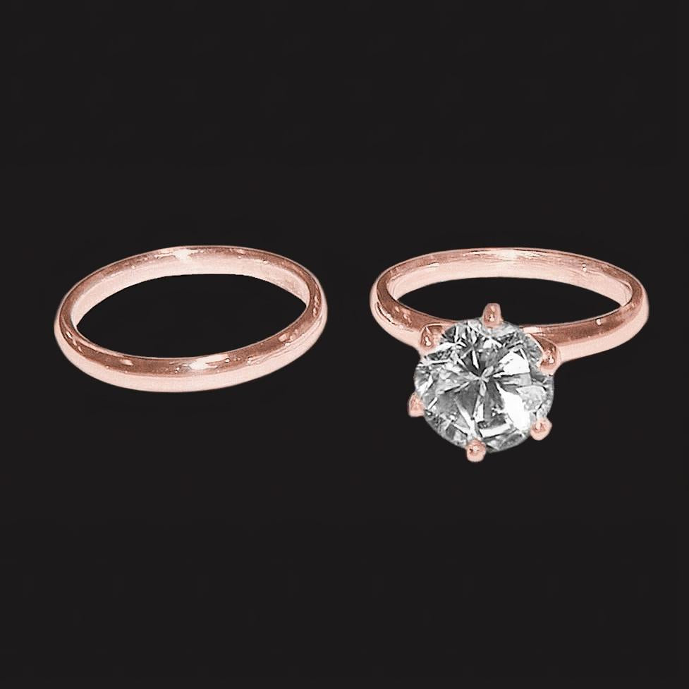 1.50 Ct. Champagne Diamond Jewelry Ring Set Rose Gold - Solitaire Ring-harrychadent.ca