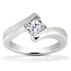 1.50 Ct Princess Cut Bezel Set Real Natural Earth Mined Diamond Engagement Ring