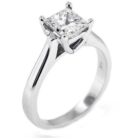 1 Carat Princess Cut Solitaire Diamond Wedding Ring 14K White Gold - Solitaire Ring-harrychadent.ca