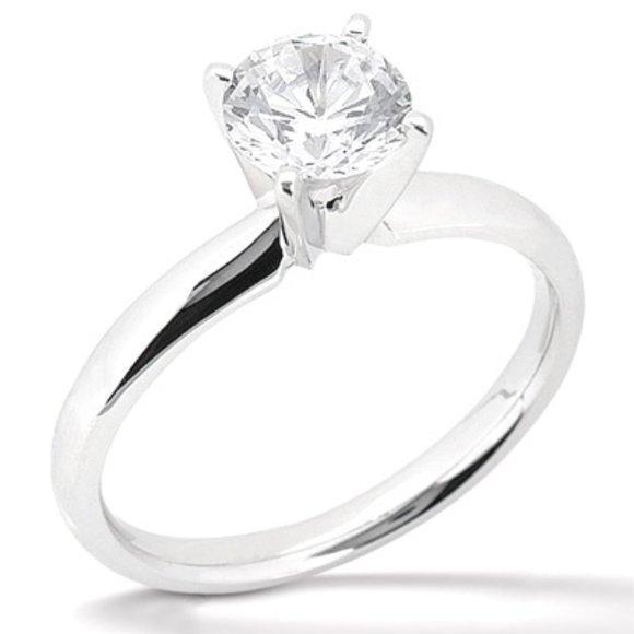 1 Carat Round Diamond Solitaire Engagement Ring White Gold 14K - Solitaire Ring-harrychadent.ca
