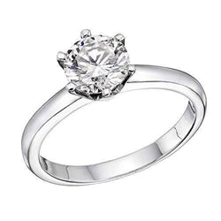 1 Carat Round Solitaire Natural Earth Mined Diamond Engagement Ring White Gold 14K