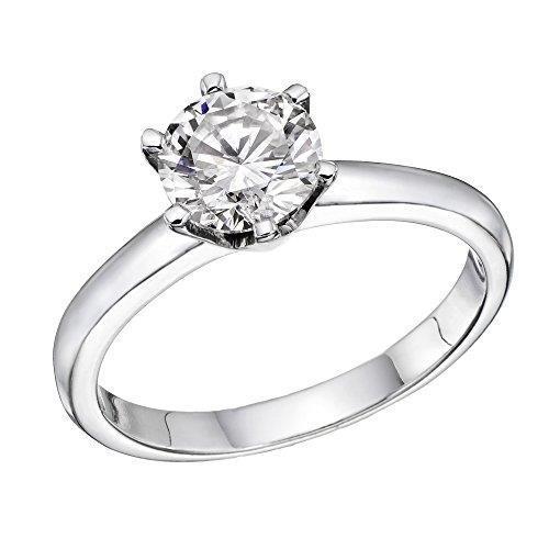 1 Carat Round Solitaire Diamond Engagement Ring White Gold 14K - Solitaire Ring-harrychadent.ca
