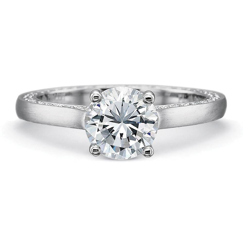 4.40 Carats Sparkling Round Cut Diamond Engagement Ring White Gold - Solitaire Ring-harrychadent.ca