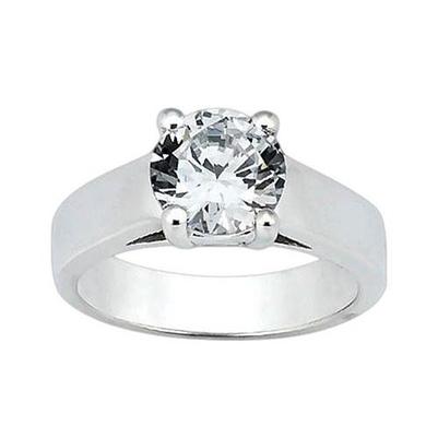 Big Genuine Diamond Solitaire Ring 3 Ct. White Gold 14K Jewelry