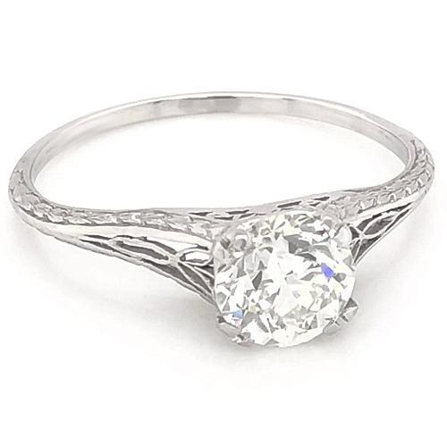 Diamond Solitaire Engagement Ring 1 Carat Filigree White Gold 14K - Solitaire Ring-harrychadent.ca