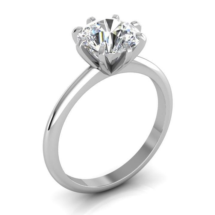 Diamond Solitaire Ring Old Mine Cut 2 Carats Classic White Gold 14K - Solitaire Ring-harrychadent.ca