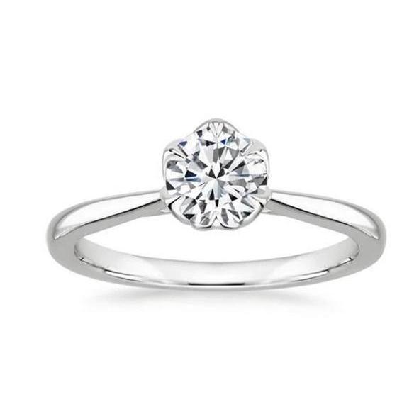 Natural Round Cut Diamond 1.70 Carats Engagement Ring White Gold - Solitaire Ring-harrychadent.ca
