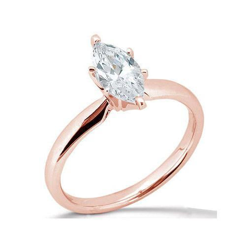 Rose Gold Marquise 1.51 Carats Diamond Solitaire Engagement Ring - Solitaire Ring-harrychadent.ca