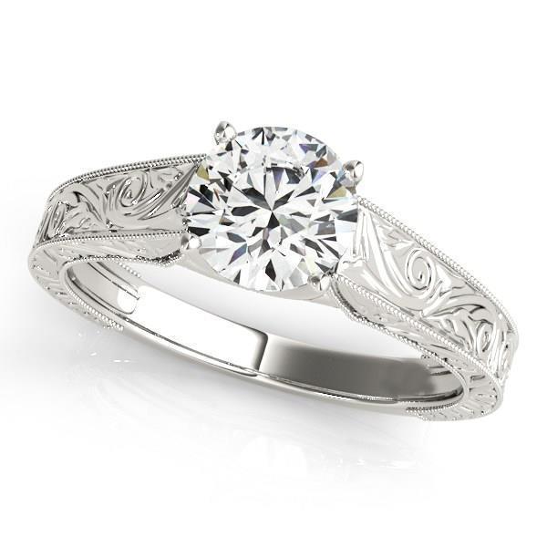 Round Natural Diamond Engagement Ring 14K White Gold 1.50 Carats - Solitaire Ring-harrychadent.ca