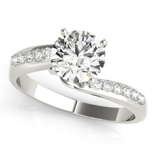 1.20 Carats Round Diamond Wedding Ring Jewelry Solitaire With Accents - Solitaire Ring with Accents-harrychadent.ca