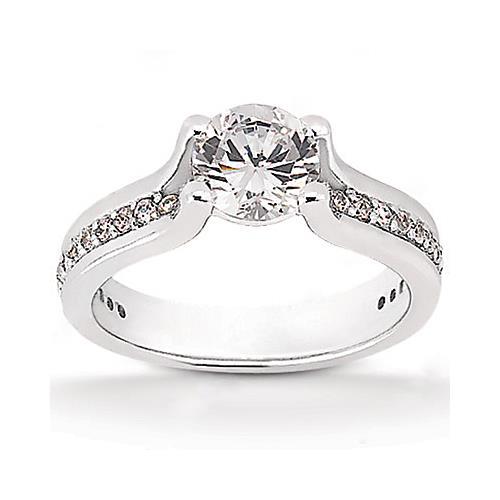 1.32 Cts. Diamond Wedding Ring White Gold 14K - Solitaire Ring with Accents-harrychadent.ca