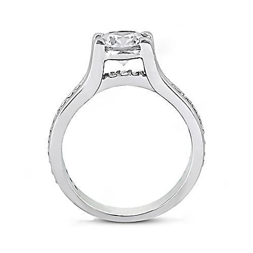 1.32 Cts. Diamond Wedding Ring White Gold 14K - Solitaire Ring with Accents-harrychadent.ca