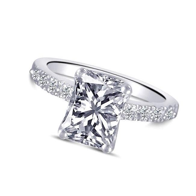 1.51 Carats Radiant Cut Diamond Solitaire With Accents Ring White Gold - Solitaire Ring with Accents-harrychadent.ca