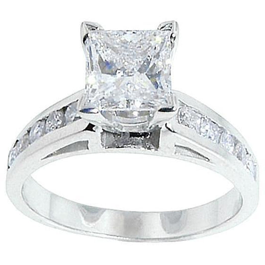 1.51 Ct. Diamond Ring Solid White Gold 18K Solitaire With Accents - Solitaire Ring with Accents-harrychadent.ca