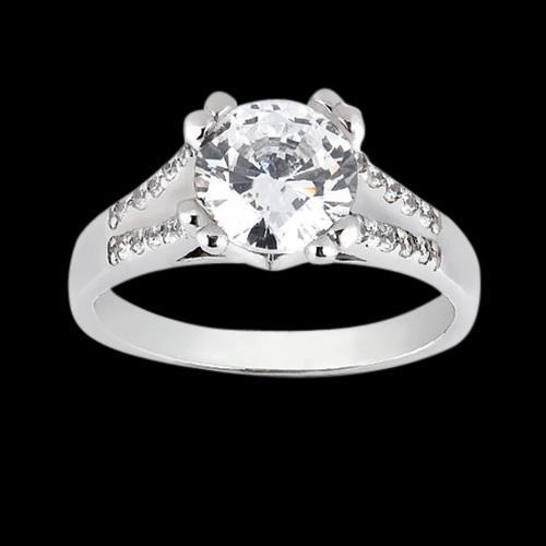 1.75 Carat Diamond Engagement Ring With Accents White Gold 14K - Solitaire Ring with Accents-harrychadent.ca