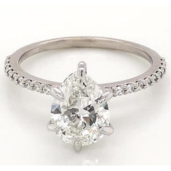 2 Carats Natural Earth Mined Diamond Ring Women White Gold 14K Solitaire With Accent