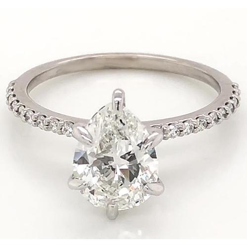 2 Carats Diamond Ring Women White Gold 14K Solitaire With Accent - Solitaire Ring with Accents-harrychadent.ca