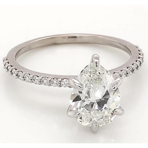 2 Carats Diamond Ring Women White Gold 14K Solitaire With Accent - Solitaire Ring with Accents-harrychadent.ca