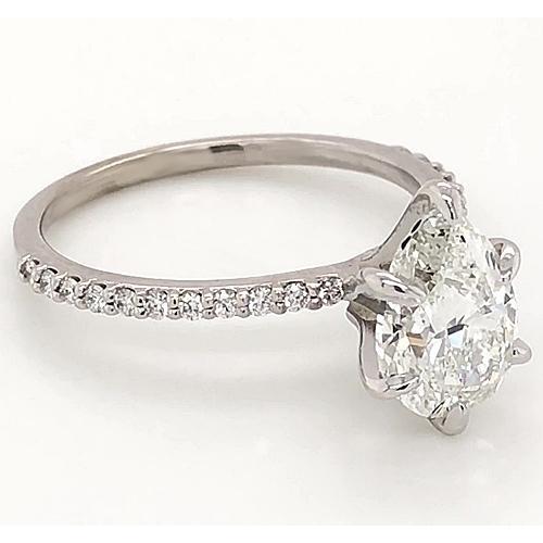 2 Carats Diamond Ring Women White Gold 14K Solitaire With Accent - Solitaire Ring with Accents-harrychadent.ca