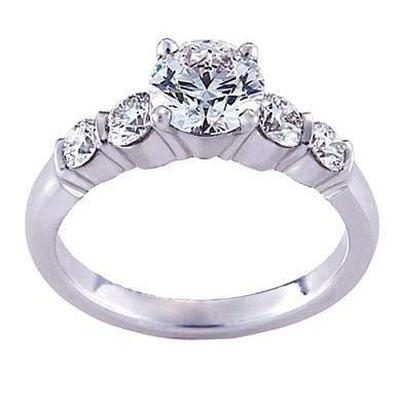 3.30 Carats Natural Diamond Anniversary Ring White Gold 14K New - Solitaire Ring with Accents-harrychadent.ca