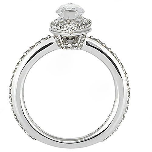 3.50 Carats Marquise Cut Diamond Ring With Accents White Gold 14K - Solitaire Ring with Accents-harrychadent.ca