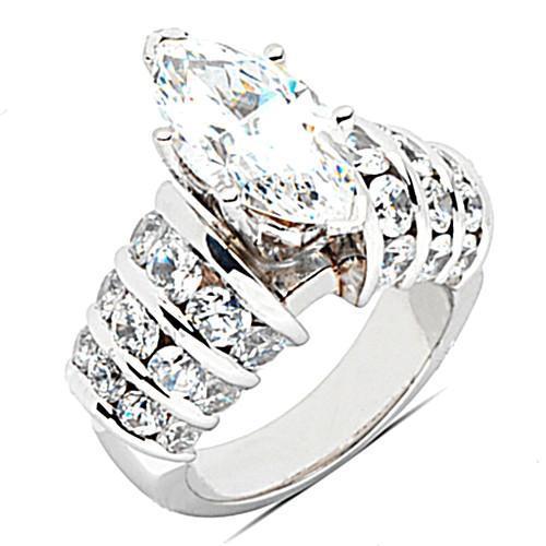 Big Marquise Cut Diamond Accented Ring 4.75 Ct. Women Jewelry New - Solitaire Ring with Accents-harrychadent.ca